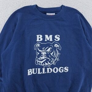 Vintage BMS Bulldogs Sweater Small Blue College‎ Crewneck Pullover USA 90s